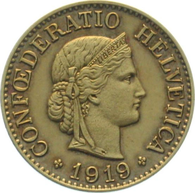 10 Rappen 1919 B Messing